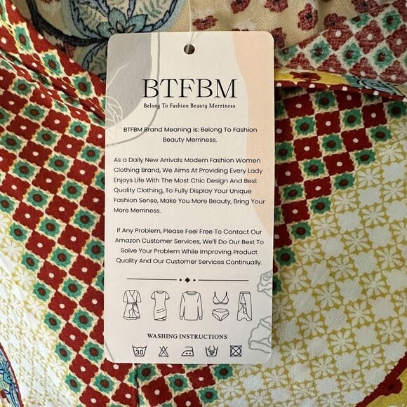 BTFBM Bohemian Colorful Floral Boho Chic Babydoll Dress Size L NWT - Picture 9 of 9